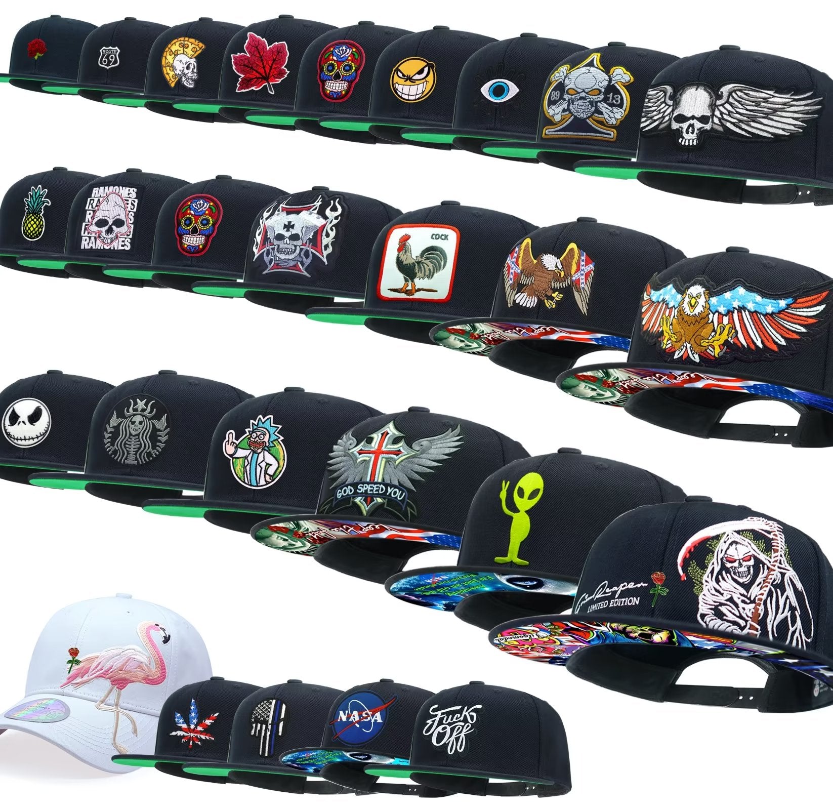 tilgomedal Snapback Hats for Men Adjustable Embroidery Unisex Baseball Bill Skull Flat Caps Hat Hatshow – Solid