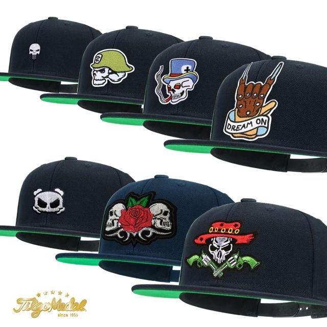 TilgoMedal Skull Embroidery Flat Bill Snapback Hat