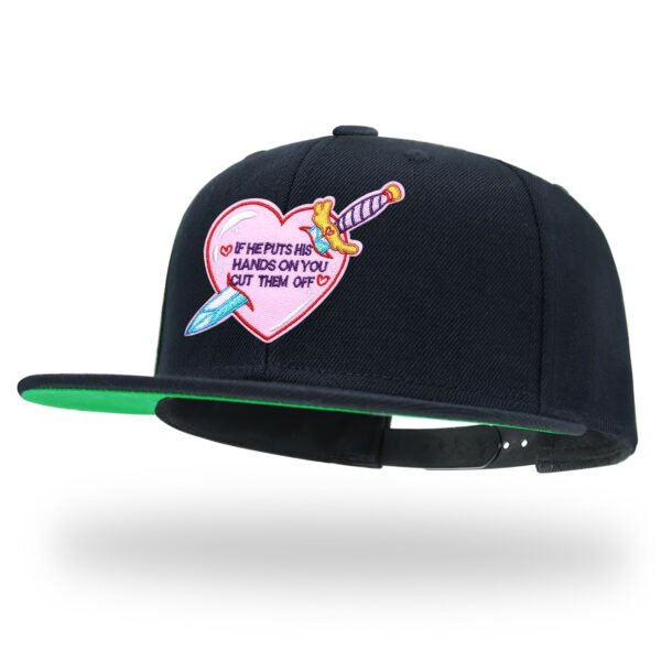 Skeleton Heart Embroidered Snapback Hat
