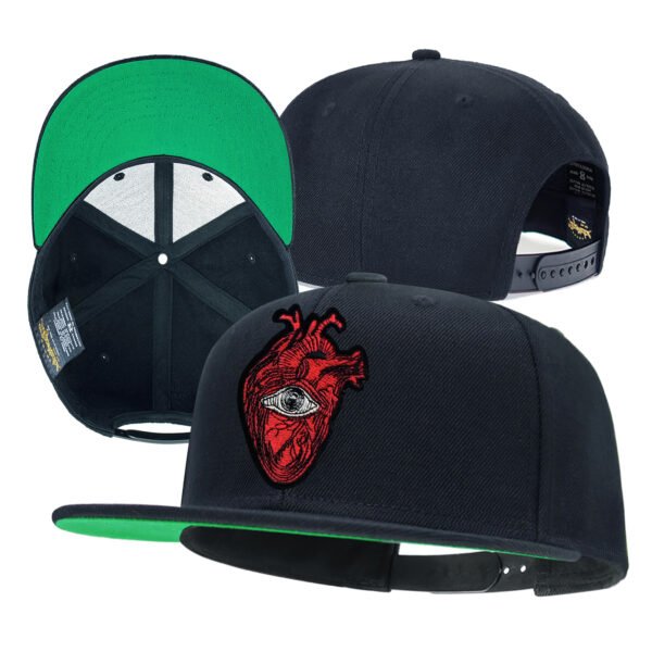 Skeleton Heart Embroidered Snapback Hat