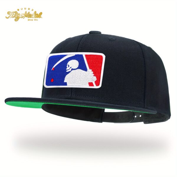 Skull Embroidery Snapback Hat Gothic Streetwear Flat Bill Baseball Caps for Men