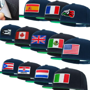 Tilgomedal National Flag Removable Hook‑Loop Badge Flat Bill Snapback Hat