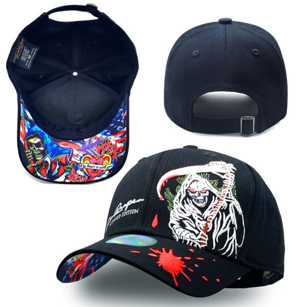 TilgoMedal Reaper Skull Alien Snapback Hats for Men | Wool Flat Bill Baseball Caps for Women