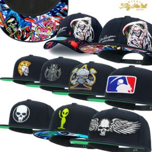 TilgoMedal Reaper Skull Alien Snapback Hat - Wool Flat Bill Baseball Cap
