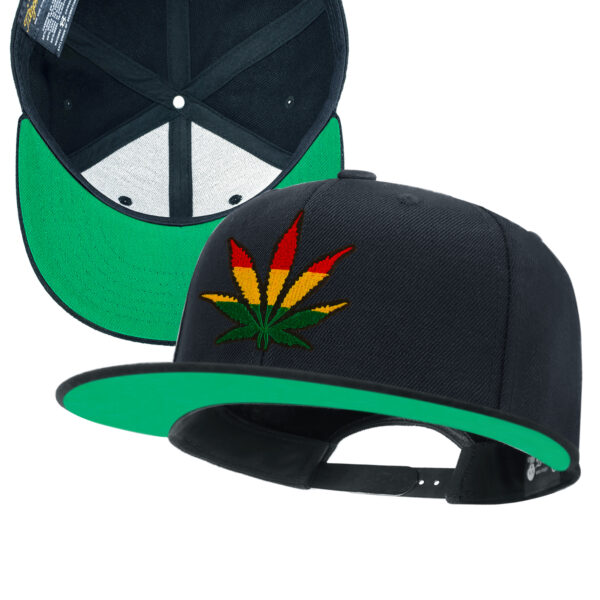 Leaf Embroidery Snapback Hat for Men Wool Flat Bill Baseball Caps for Women