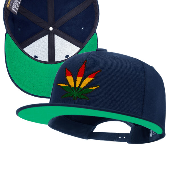 Leaf Embroidery Snapback Hat for Men Wool Flat Bill Baseball Caps for Women