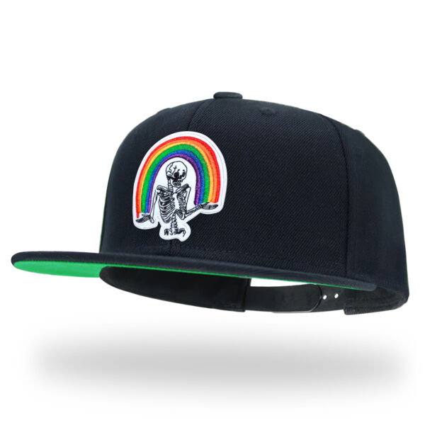 Skull Embroidery Snapback Hat Gothic Streetwear Flat Bill Baseball Caps for Men