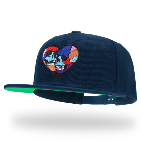 Skull Embroidery Snapback Hat Gothic Streetwear Flat Bill Baseball Caps for Men