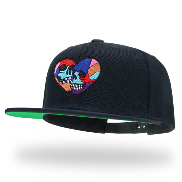 Skull Embroidery Snapback Hat Gothic Streetwear Flat Bill Baseball Caps for Men