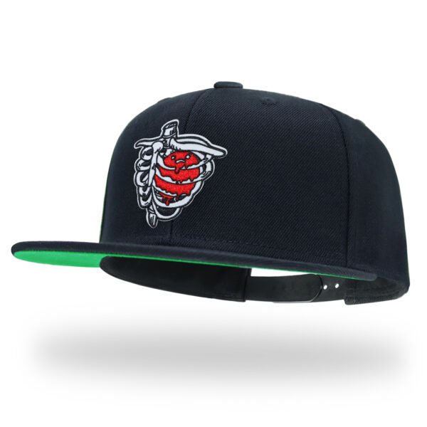 Skeleton Heart Embroidered Snapback Hat