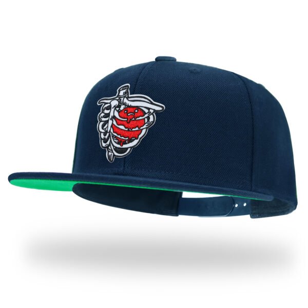 Skeleton Heart Embroidered Snapback Hat