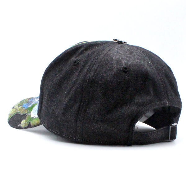 Tilgomedal Black Denim Heavy Large 3D Embroidered Baseball Cap,100% Cotton Metal Embossed Top Button Adjustable D‑Ring Hat For Tattoo Streetwear Lovers
