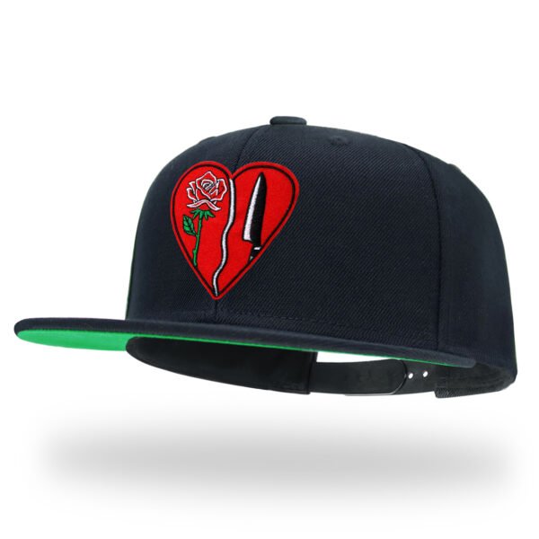Skeleton Heart Embroidered Snapback Hat