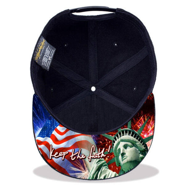 TilgoMedal Patriotic Eagle Snapback Hat, US Flag Embroidered Flat Bill Cap with Statue of Liberty Printed