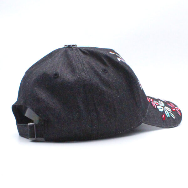 Tilgomedal Black Denim Heavy Large 3D Embroidered Baseball Cap,100% Cotton Metal Embossed Top Button Adjustable D‑Ring Hat For Tattoo Streetwear Lovers