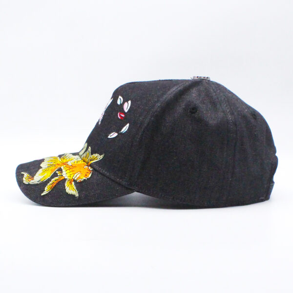 Tilgomedal Black Denim Heavy Large 3D Embroidered Baseball Cap,100% Cotton Metal Embossed Top Button Adjustable D‑Ring Hat For Tattoo Streetwear Lovers