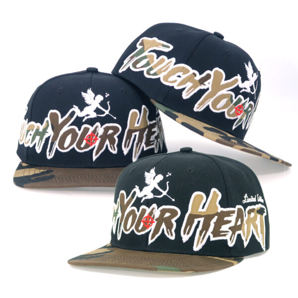 Tilgomedal Limited Flat Bill Camo Snapback Hat, Touch Your Heart Embroidery, 3D THE SPORT DAY Badge Baseball Cap For Outdoor Hunting Hiking Adventure Military Gear