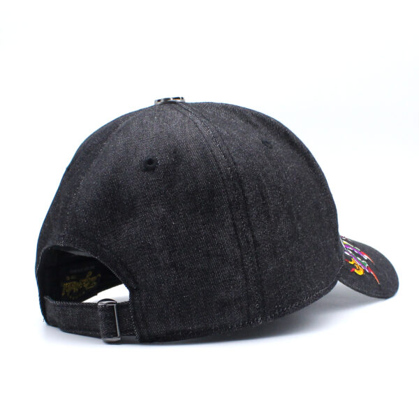 Tilgomedal Black Denim Heavy Large 3D Embroidered Baseball Cap,100% Cotton Metal Embossed Top Button Adjustable D‑Ring Hat For Tattoo Streetwear Lovers