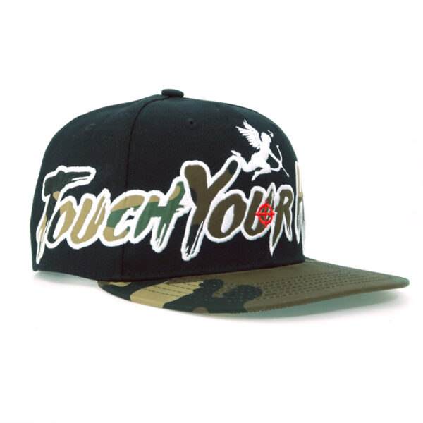 Tilgomedal Limited Flat Bill Camo Snapback Hat, Touch Your Heart Embroidery, 3D THE SPORT DAY Badge Baseball Cap For Outdoor Hunting Hiking Adventure Military Gear