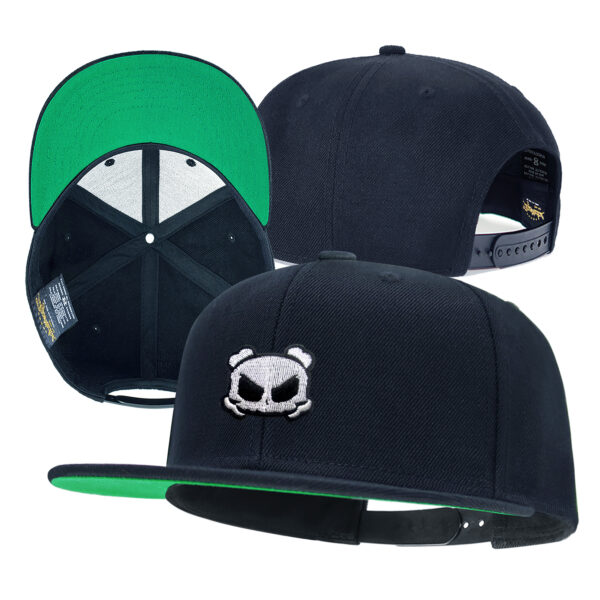 Skull Embroidery Flat Bill Snapback Hat for Men Gothic Streetwear Baseball Caps