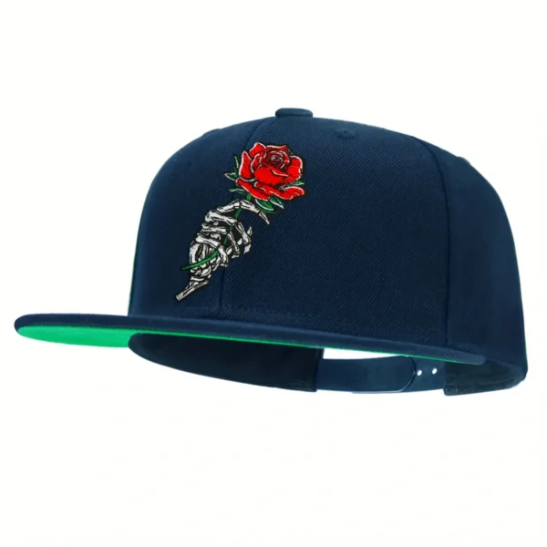 Skull Embroidery Gothic Snapback Hat