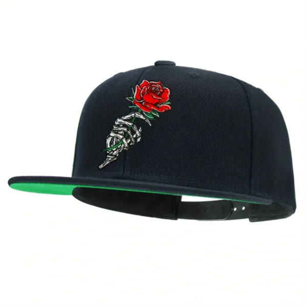 Skull Embroidery Gothic Snapback Hat