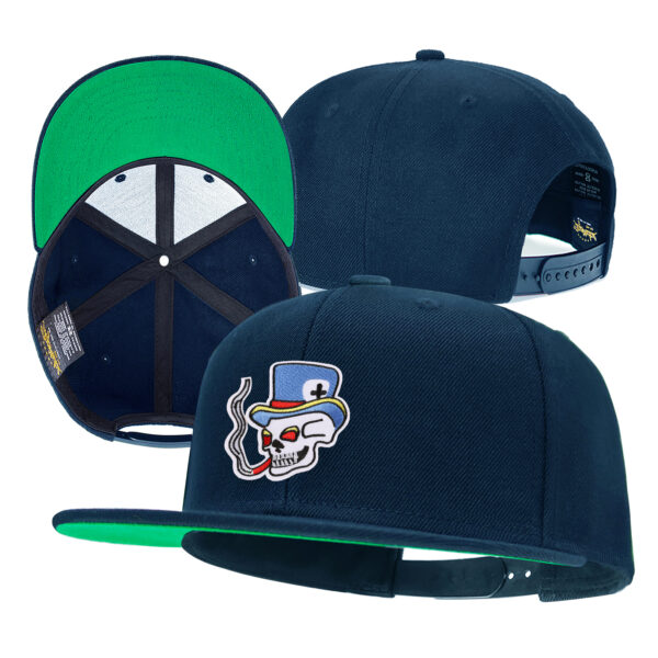 Skull Embroidery Flat Bill Snapback Hat for Men Gothic Streetwear Baseball Caps
