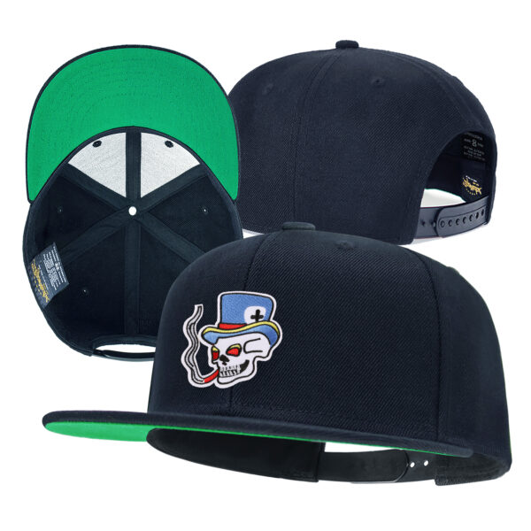Skull Embroidery Flat Bill Snapback Hat for Men Gothic Streetwear Baseball Caps