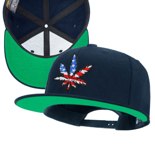 Leaf Embroidery Snapback Hat for Men Wool Flat Bill Baseball Caps for Women