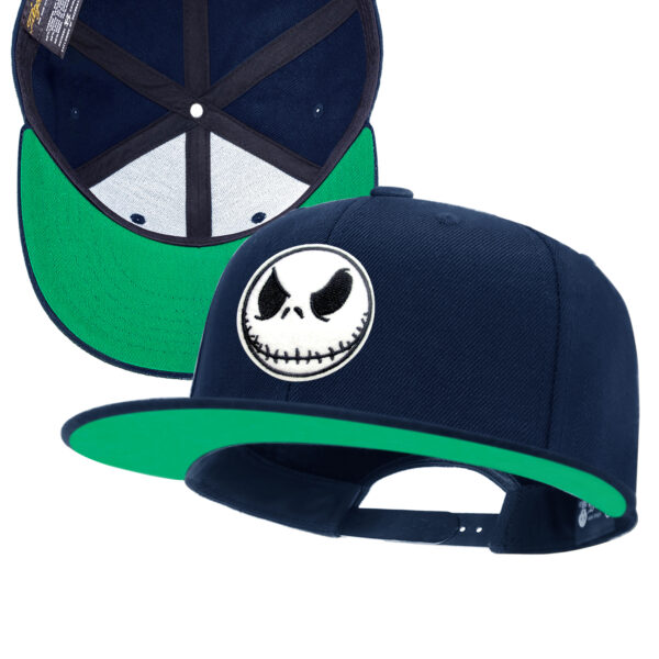 Skull Embroidery Snapback Hat Gothic Streetwear Flat Bill Baseball Caps for Men