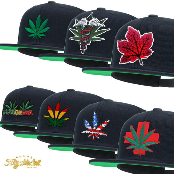Leaf Embroidery Snapback Hat for Men Wool Flat Bill Baseball Caps for Women