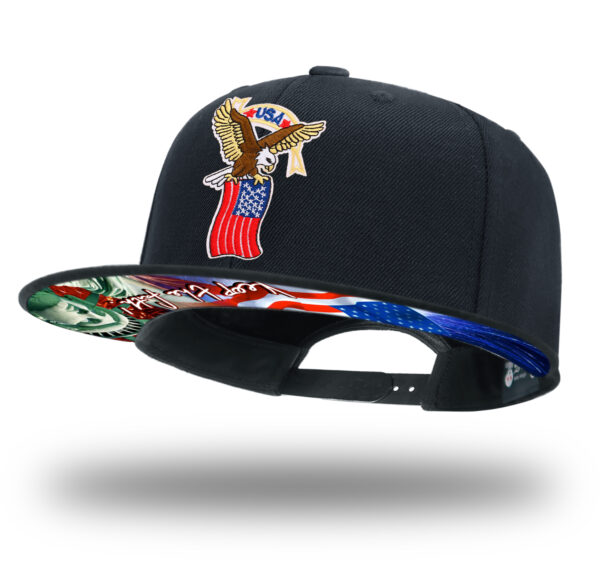 TilgoMedal Patriotic Eagle Snapback Hat, US Flag Embroidered Flat Bill Cap with Statue of Liberty Printed