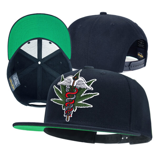 Leaf Embroidery Snapback Hat for Men Wool Flat Bill Baseball Caps for Women