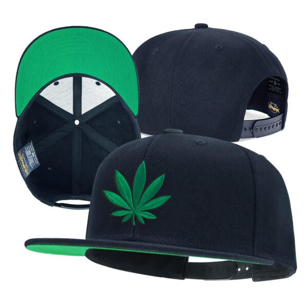 Leaf Embroidery Snapback Hat for Men Wool Flat Bill Baseball Caps for Women