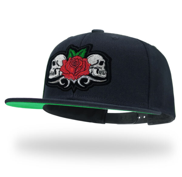 Skull Embroidery Flat Bill Snapback Hat for Men Gothic Streetwear Baseball Caps