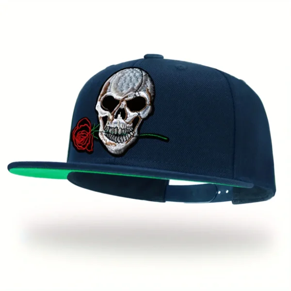 Skull Embroidery Gothic Snapback Hat