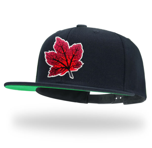 Leaf Embroidery Snapback Hat for Men Wool Flat Bill Baseball Caps for Women