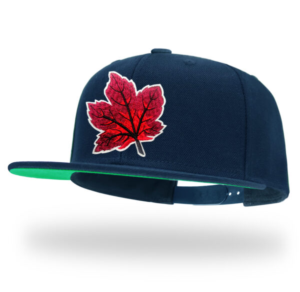 Leaf Embroidery Snapback Hat for Men Wool Flat Bill Baseball Caps for Women