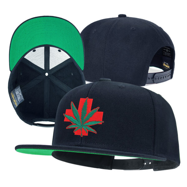 Leaf Embroidery Snapback Hat for Men Wool Flat Bill Baseball Caps for Women