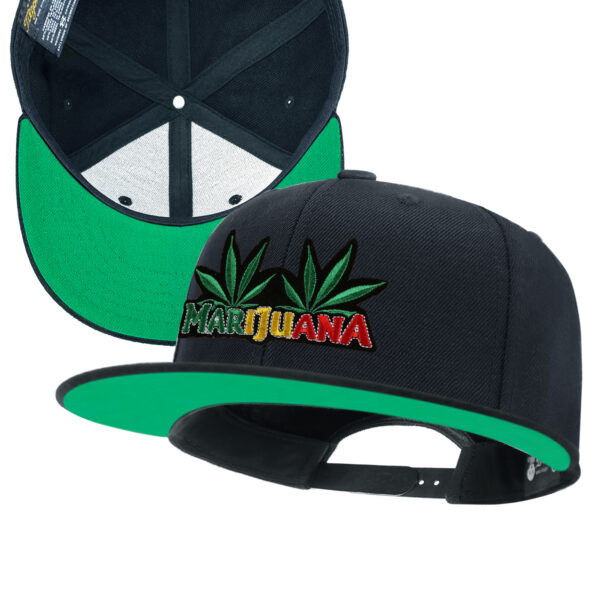 Leaf Embroidery Snapback Hat for Men Wool Flat Bill Baseball Caps for Women