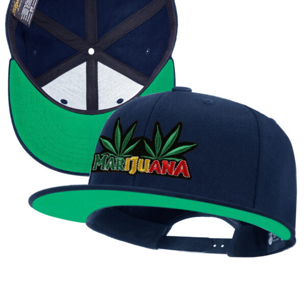 Leaf Embroidery Snapback Hat for Men Wool Flat Bill Baseball Caps for Women