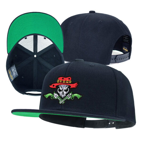 Skull Embroidery Flat Bill Snapback Hat for Men Gothic Streetwear Baseball Caps