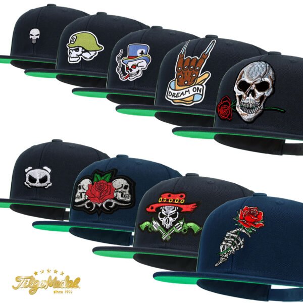 Skull Embroidery Gothic Snapback Hat