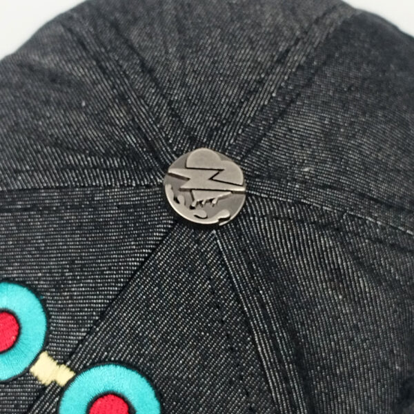 Tilgomedal Black Denim Heavy Large 3D Embroidered Baseball Cap,100% Cotton Metal Embossed Top Button Adjustable D‑Ring Hat For Tattoo Streetwear Lovers