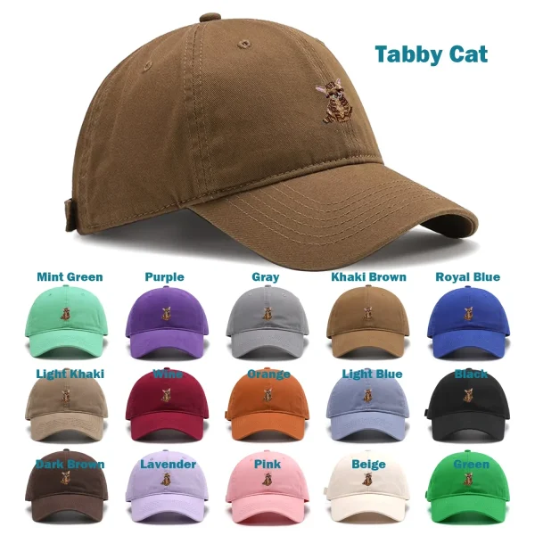 TilgoMedal Washed Unstructured Cotton Baseball Cap — Cute Animal Embroidered Dad Hat