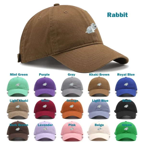 TilgoMedal Washed Unstructured Cotton Baseball Cap — Cute Animal Embroidered Dad Hat